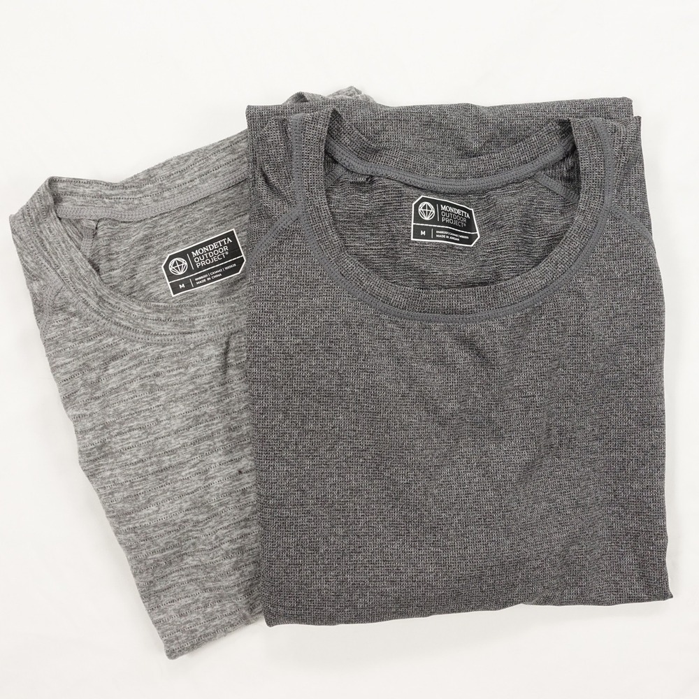 LOT OF 2 Mondetta Outdoor T-Shirt Men's Medium Athletic Performance Gray